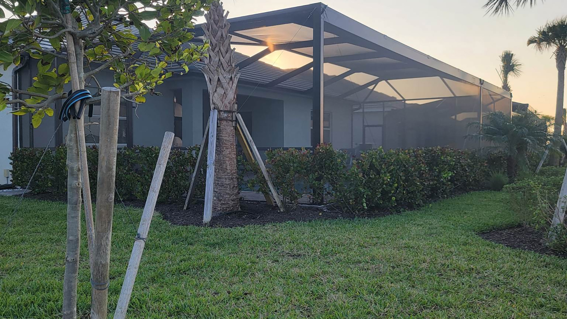 A patio enclosure taken from outside the structure